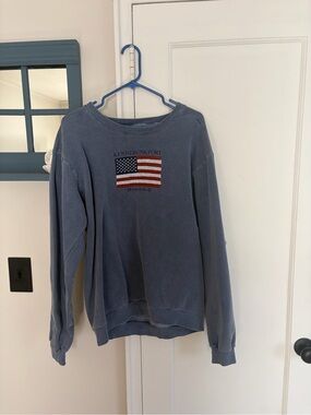 Kennebunkport Flag Crewneck Sweatshirt - Faded Blue